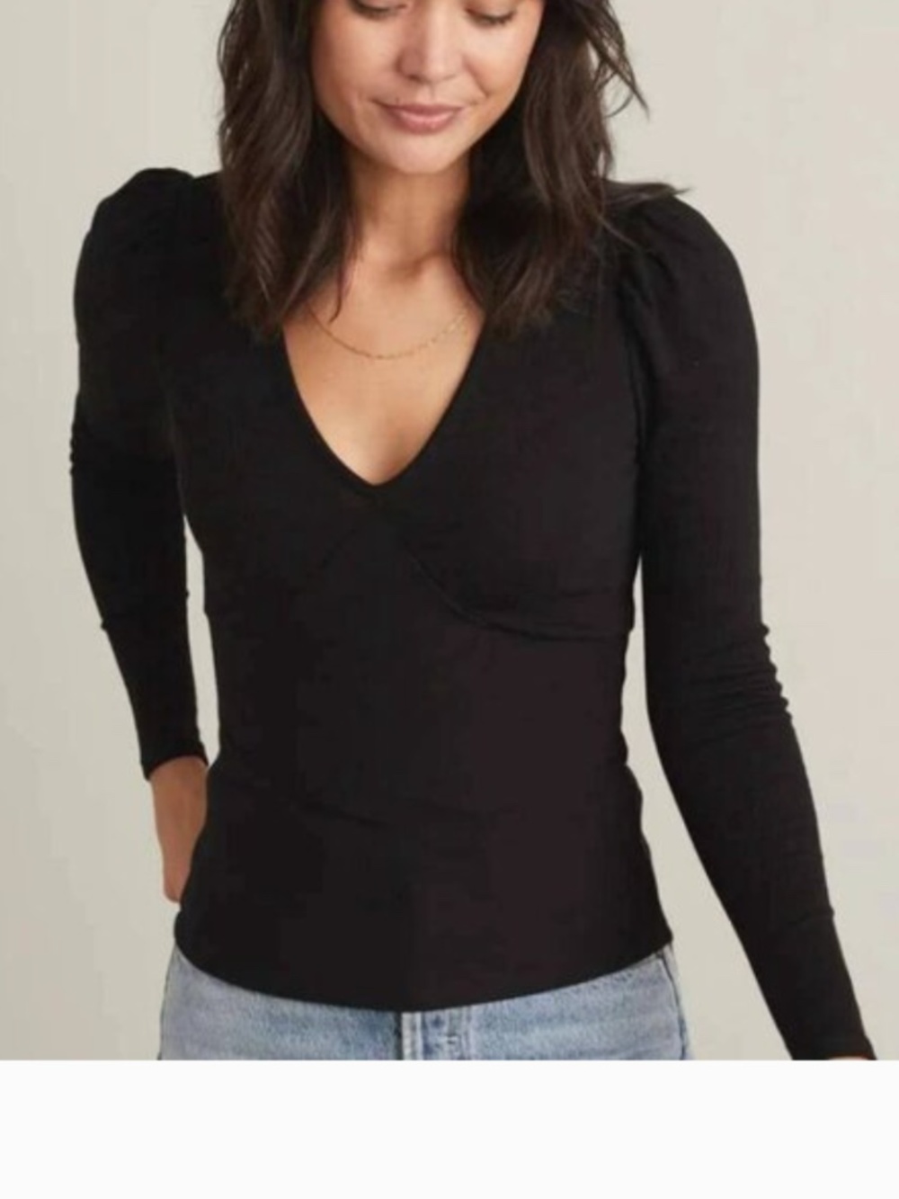 Marine Layer Lexi Rib V Neck Ribbed Stretch Top Women